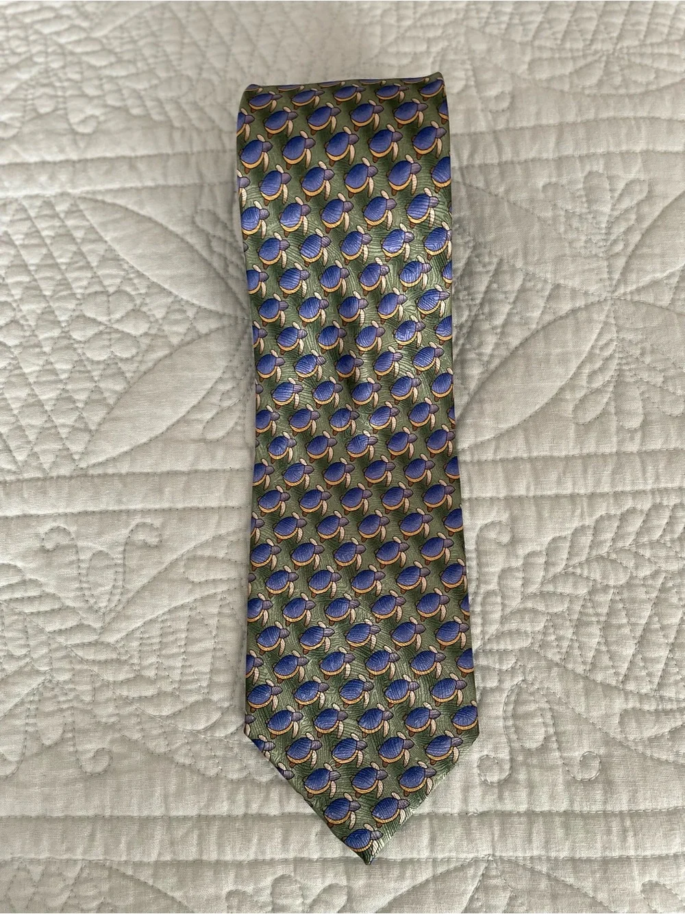 100% Silk Hand Sewn ties to nature novelty tie turtle pattern - Biology Teacher